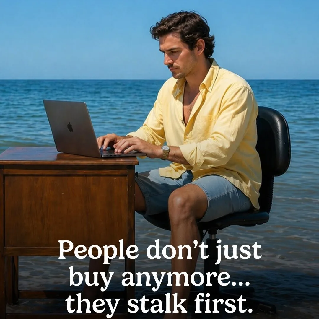 What happens before someone buys from you?
They search.
Check reviews.
Visit your Instagram.
Ask someone they trust.
Leave. Come back. Compare again.
That’s h